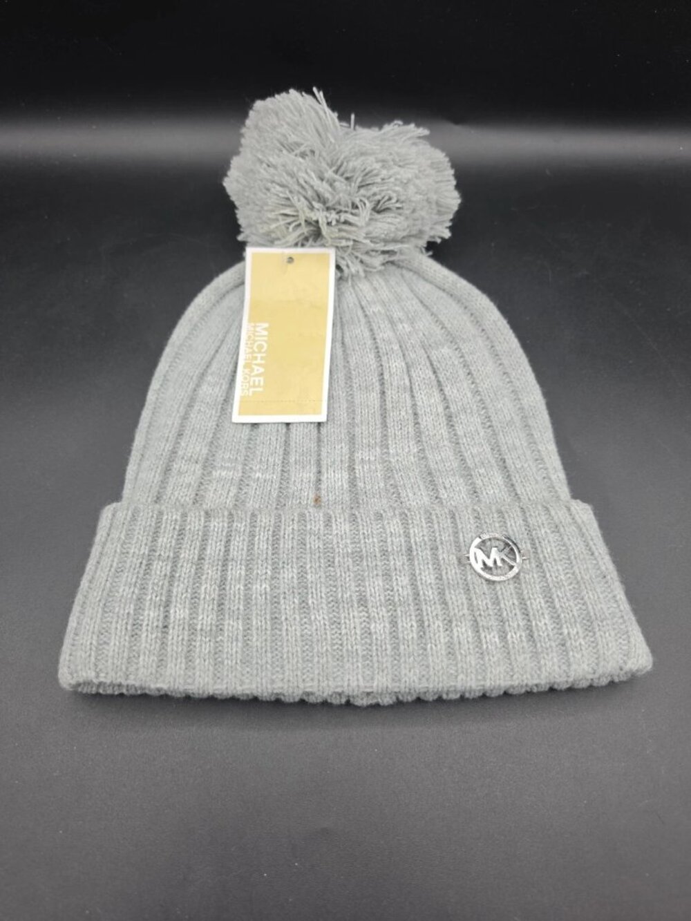 Michael Kors Womens Beanie w/ Pom Pom Gray One Size NWT